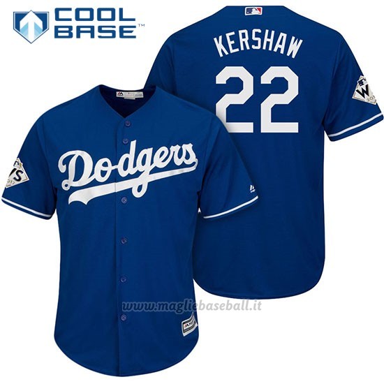Maglia Baseball Uomo Los Angeles Dodgers 2017 World Series Clayton Kershaw Cool Base